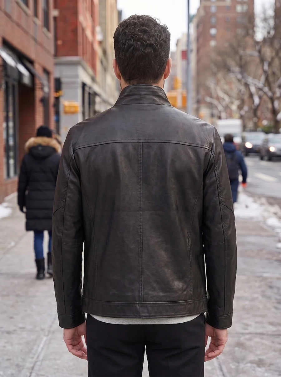 Urban Rebel Distressed Men’s Biker Leather Jacket
