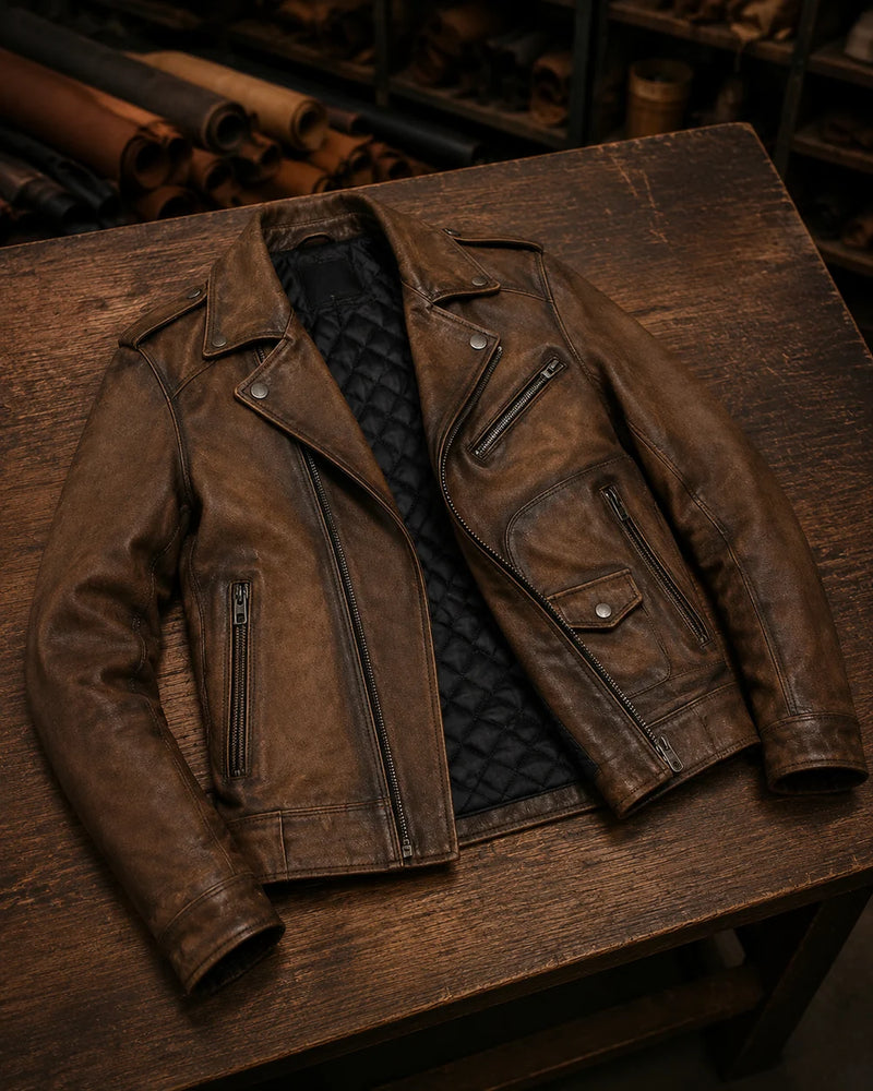 Vintage Warrior Distressed Brown Leather Jacket