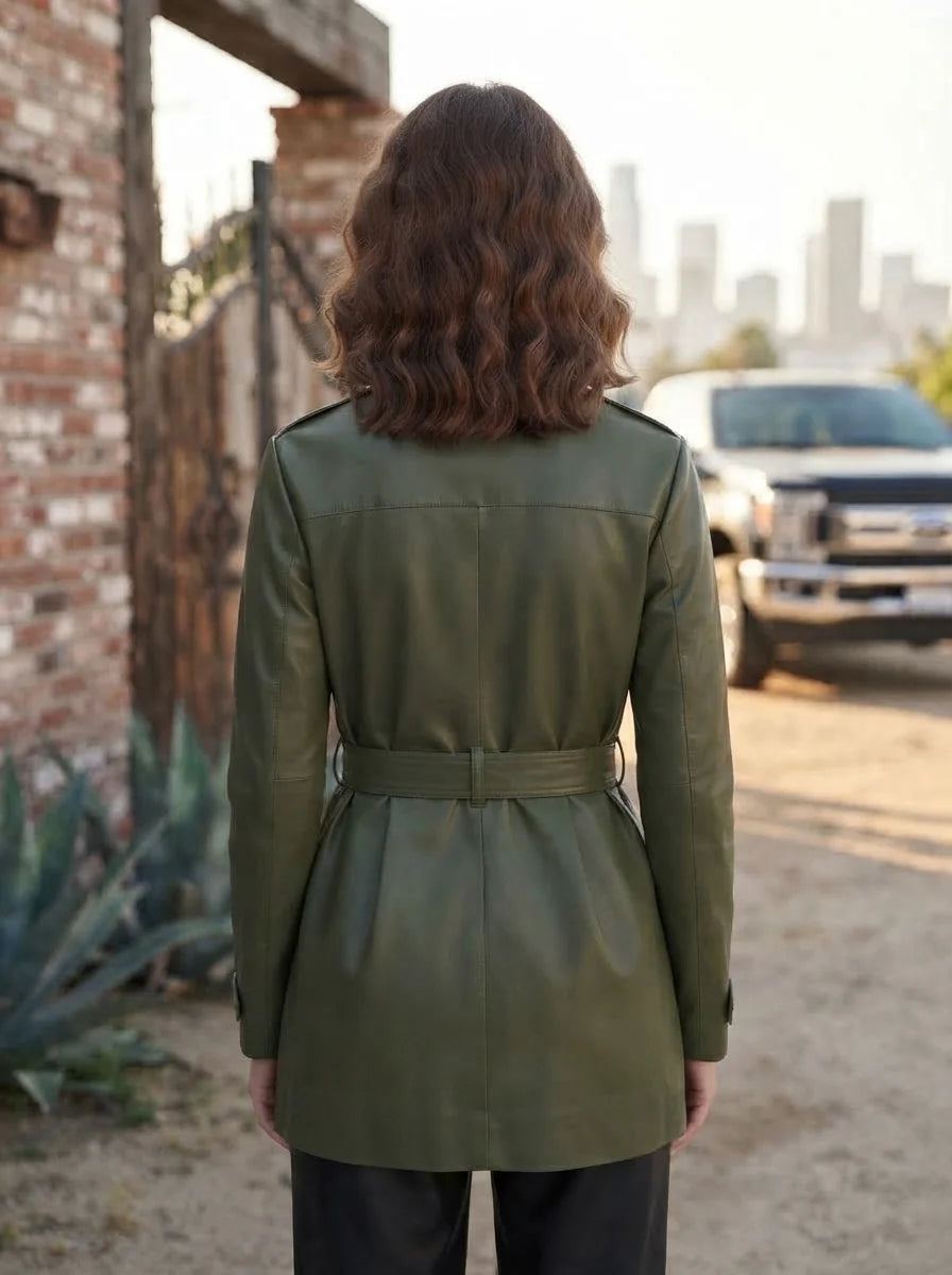 Women Green Leather Jacket