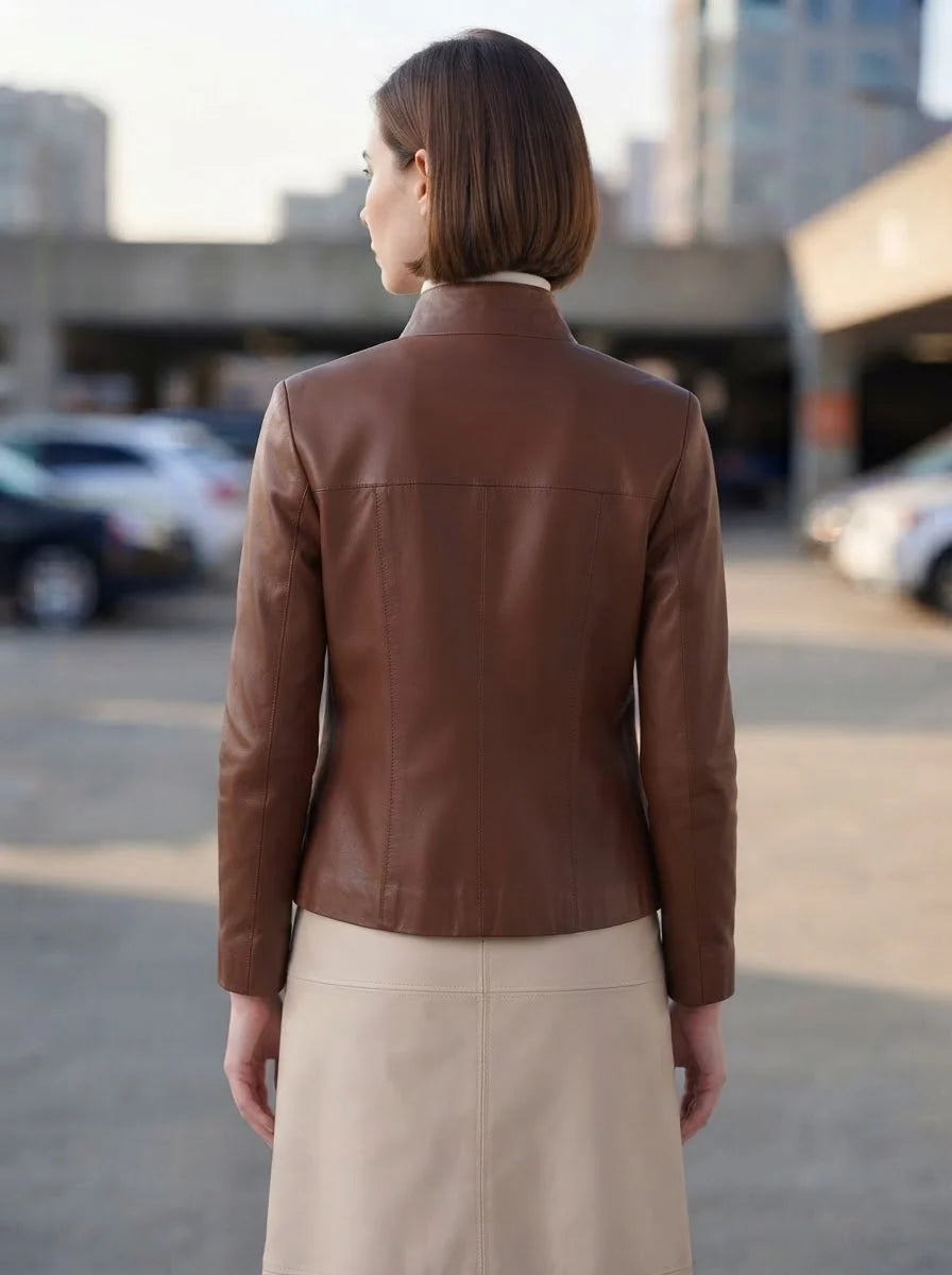 Women Brown Classic Leather Jacket