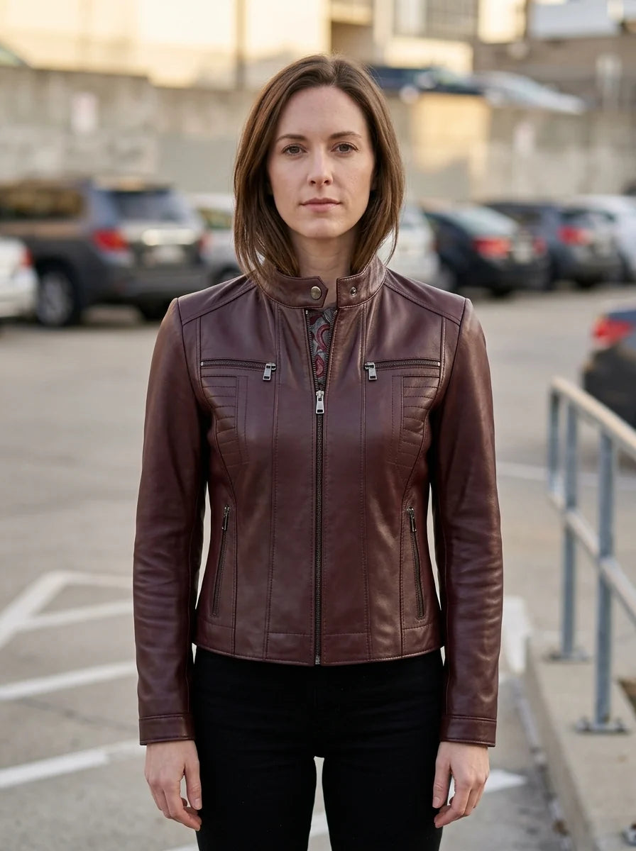 Women's Marlyn Burgundy Leather Jacket
